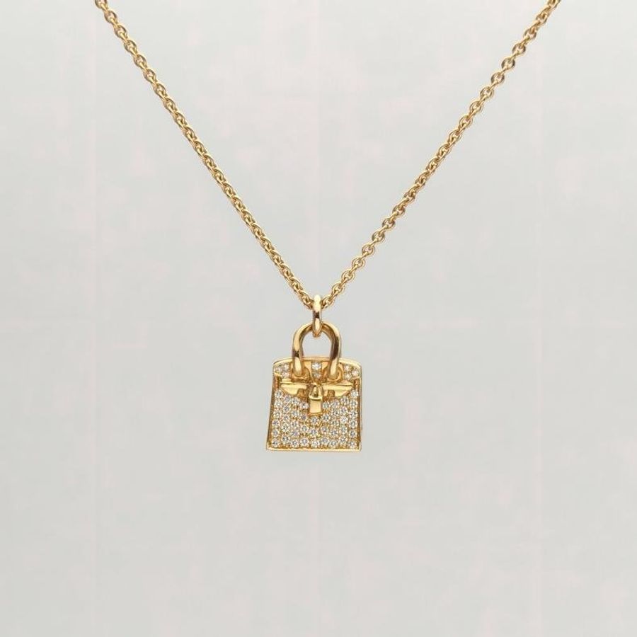 HERMES AmulettesBirkin項鏈滿鑽18K玫瑰金/鑽石-1