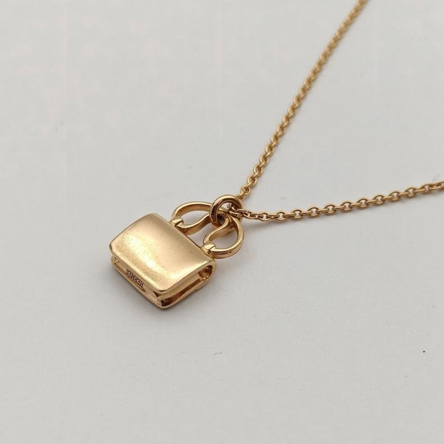 HERMES AmulettesConstance康康項鏈滿鑽老扣18K玫瑰金/鑽石-3