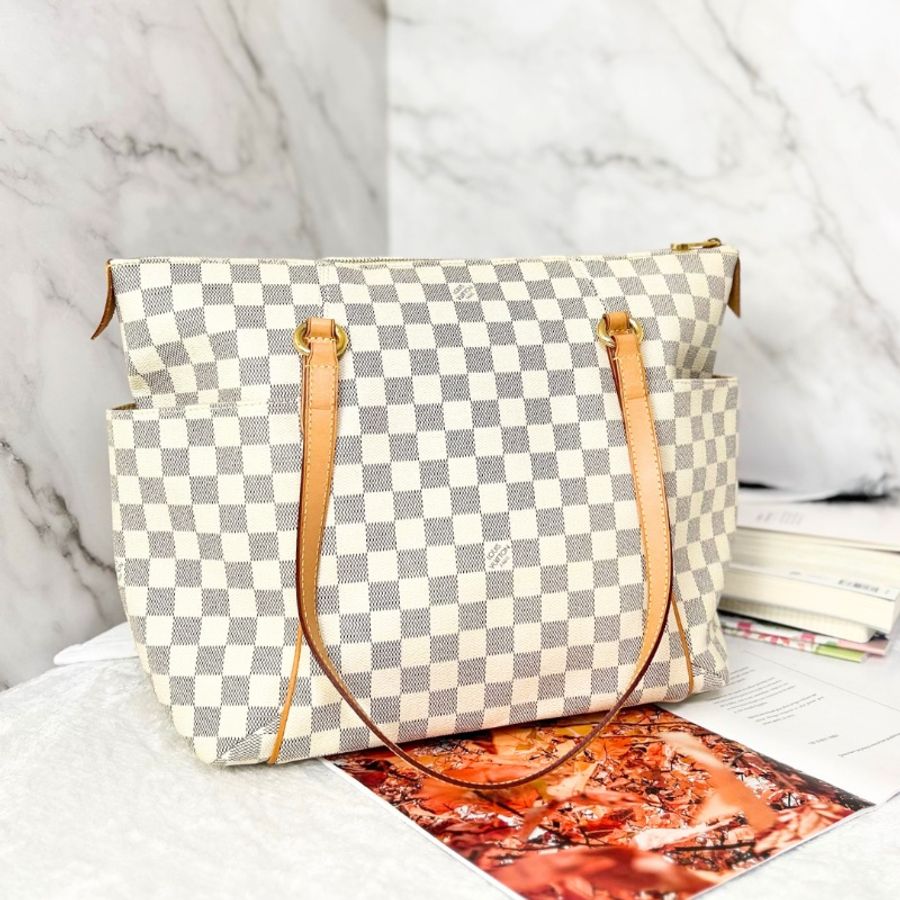 LV Damier Azur 白棋盤格 Totally MM 中號托特包-0