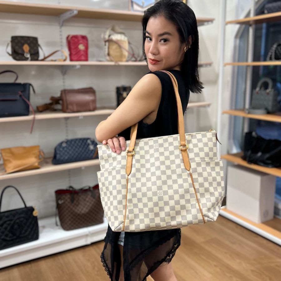 LV Damier Azur 白棋盤格 Totally MM 中號托特包-1