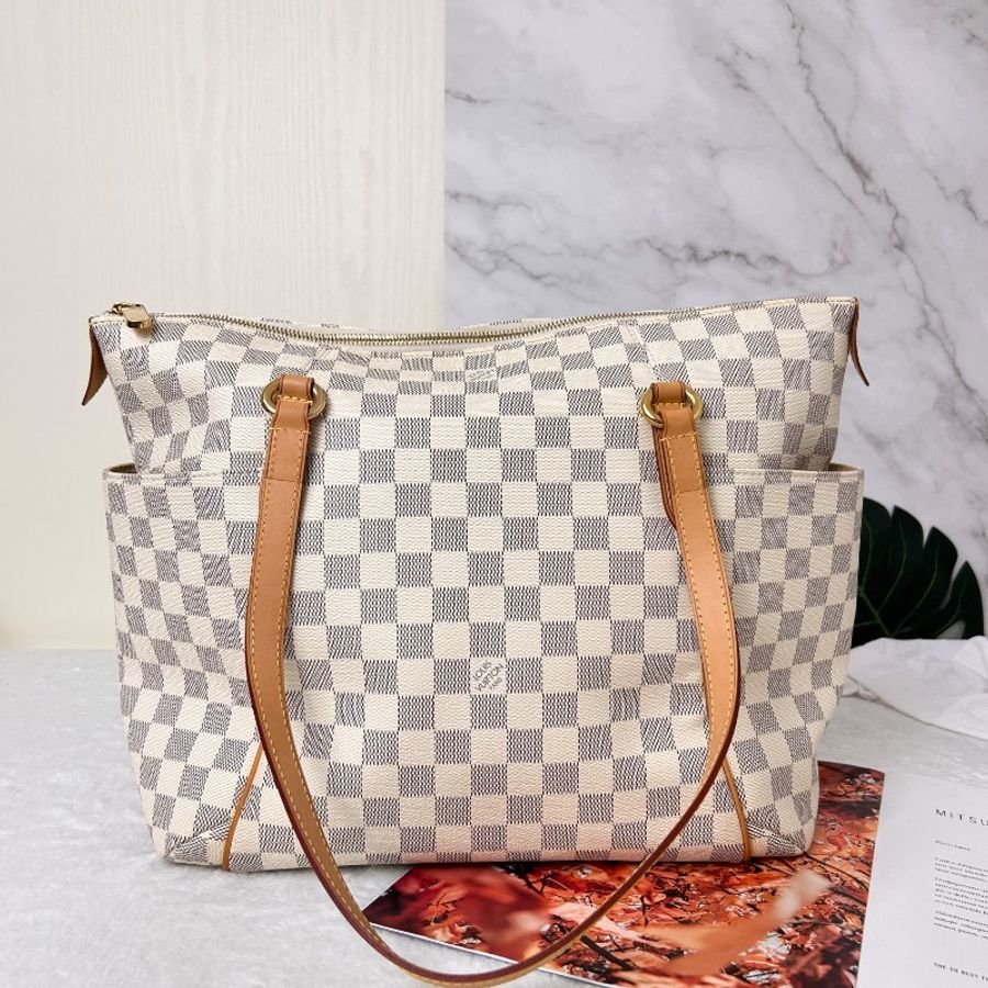 LV Damier Azur 白棋盤格 Totally MM 中號托特包-6