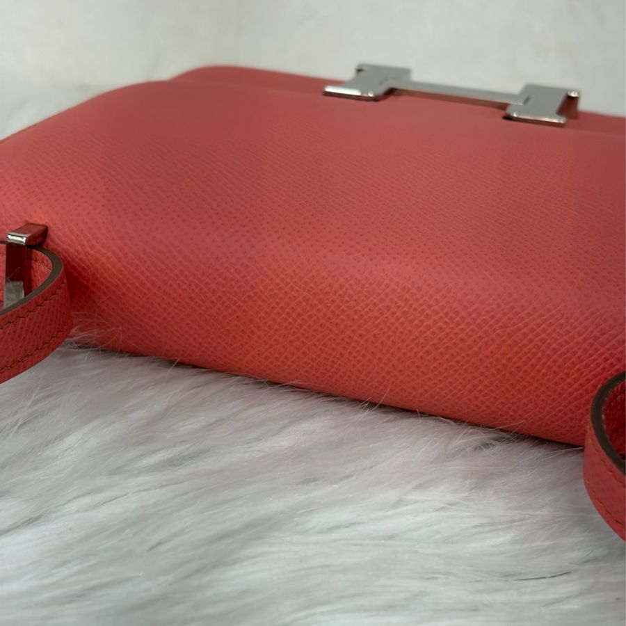 HERMES MINI Constance 18 EPSOM 淺粉橘 淡藕粉 銀釦 康康 斜背包 肩背包-18