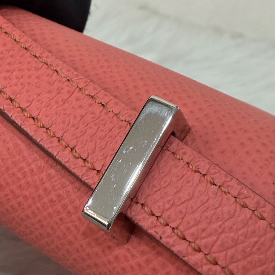 HERMES MINI Constance 18 EPSOM 淺粉橘 淡藕粉 銀釦 康康 斜背包 肩背包-19