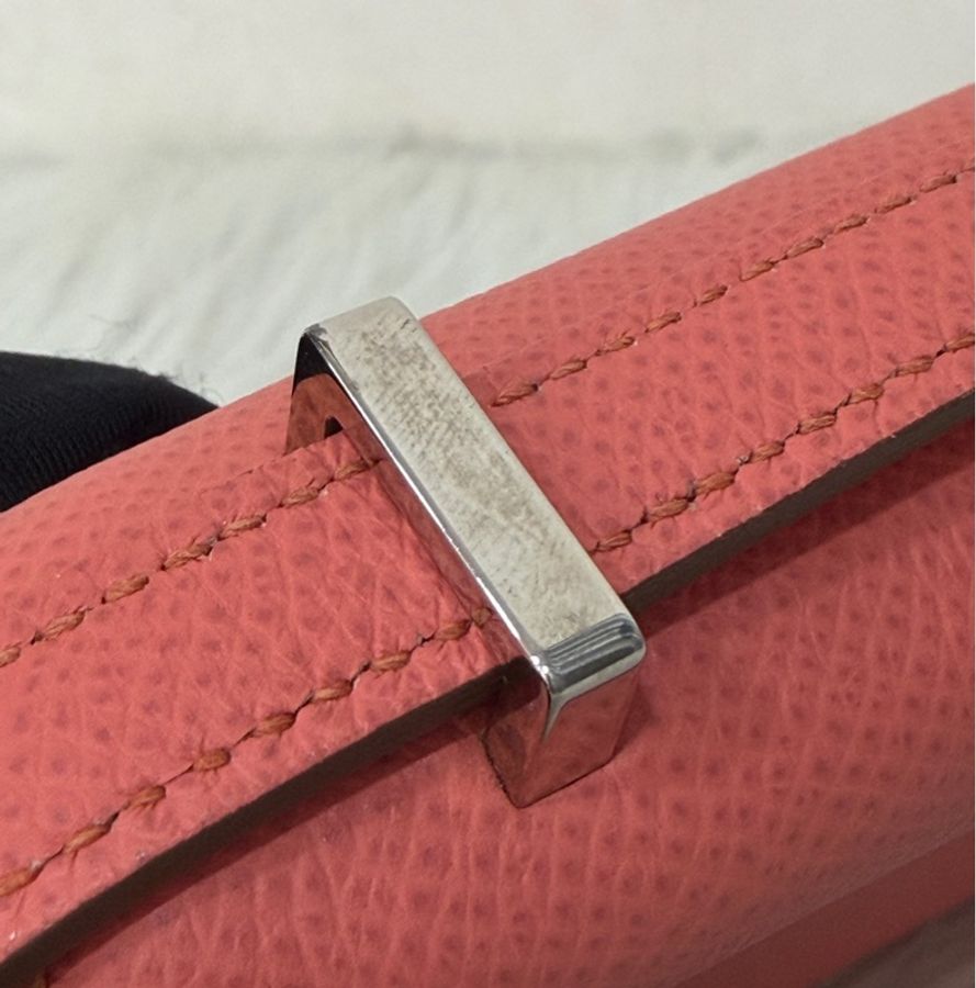 HERMES MINI Constance 18 EPSOM 淺粉橘 淡藕粉 銀釦 康康 斜背包 肩背包-20