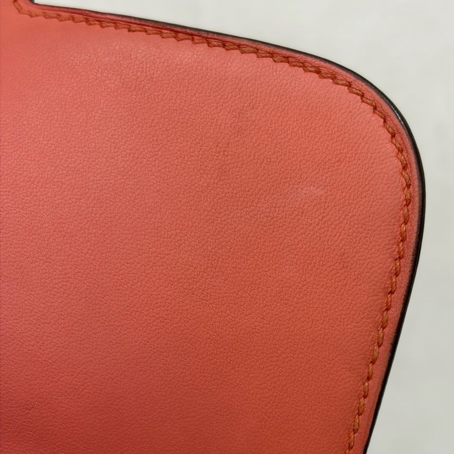 HERMES MINI Constance 18 EPSOM 淺粉橘 淡藕粉 銀釦 康康 斜背包 肩背包-30