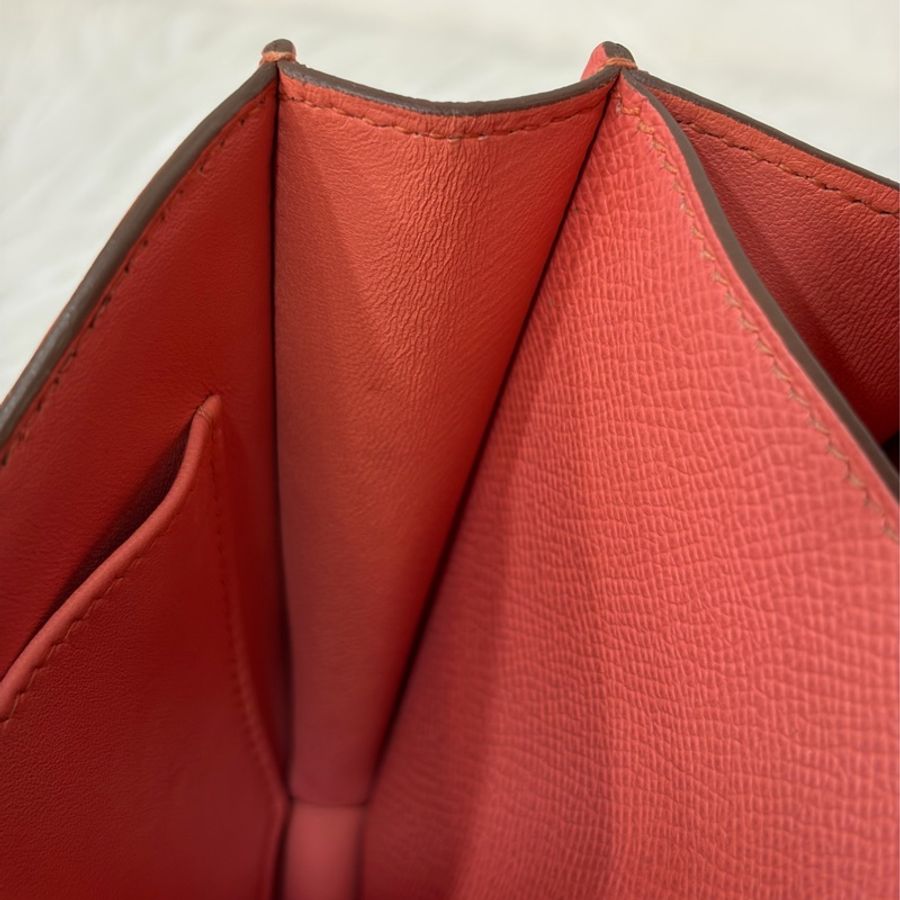 HERMES MINI Constance 18 EPSOM 淺粉橘 淡藕粉 銀釦 康康 斜背包 肩背包-67