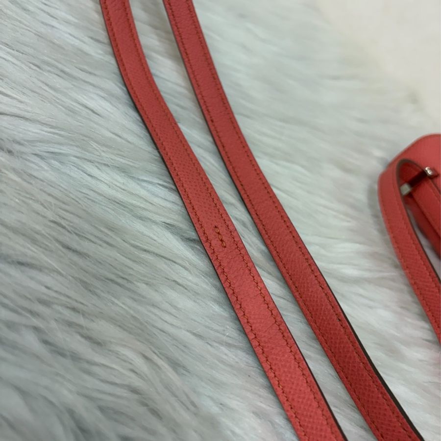 HERMES MINI Constance 18 EPSOM 淺粉橘 淡藕粉 銀釦 康康 斜背包 肩背包-76