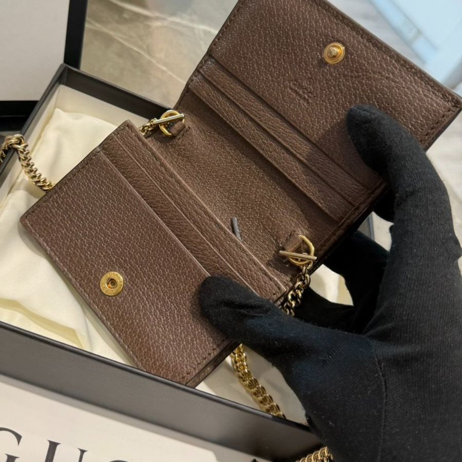 Gucci 經典 Ophidia 老花鏈條短夾-3