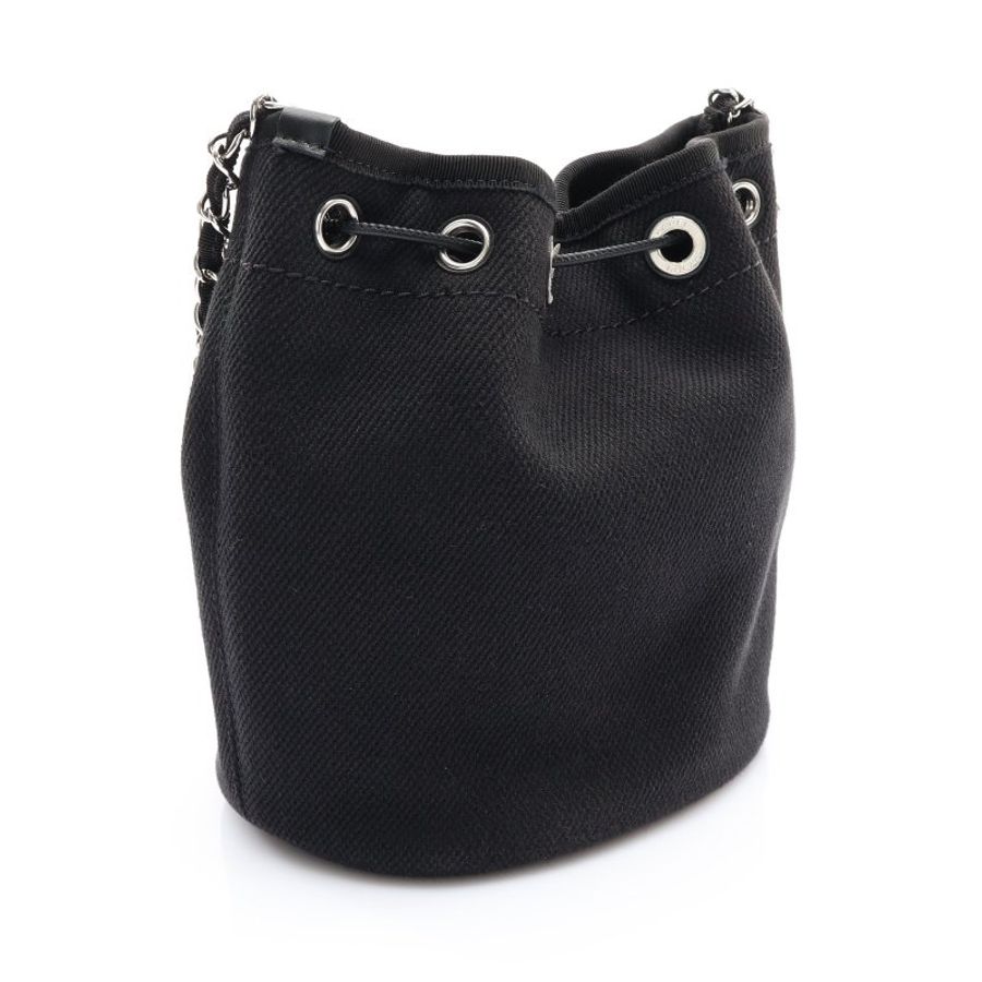 CHANEL 香奈兒 黑色 帆布 鉚釘 Deauville Drawstring 水桶包 肩背包 無卡 【二手名牌BRAND OFF】-1