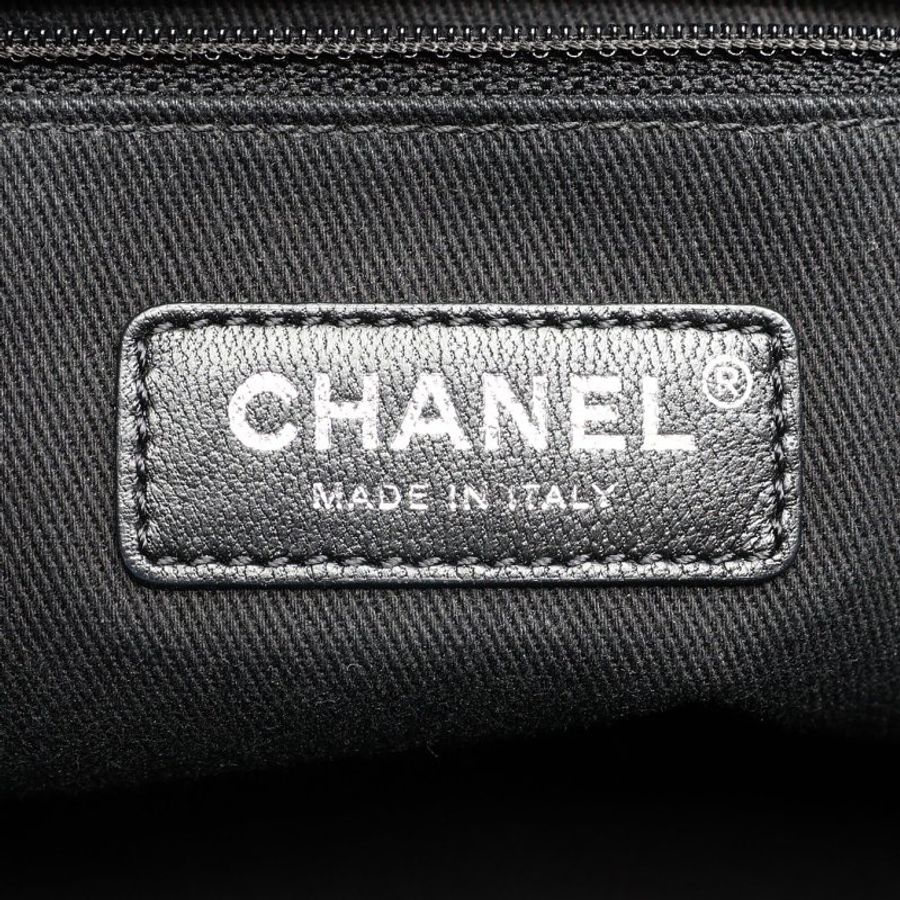 CHANEL 香奈兒 黑色 帆布 鉚釘 Deauville Drawstring 水桶包 肩背包 無卡 【二手名牌BRAND OFF】-5
