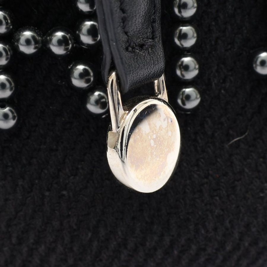 CHANEL 香奈兒 黑色 帆布 鉚釘 Deauville Drawstring 水桶包 肩背包 無卡 【二手名牌BRAND OFF】-9