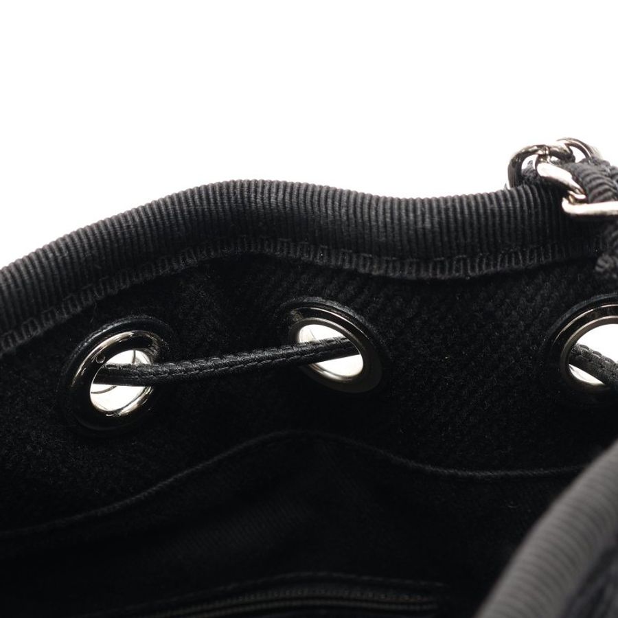 CHANEL 香奈兒 黑色 帆布 鉚釘 Deauville Drawstring 水桶包 肩背包 無卡 【二手名牌BRAND OFF】-10