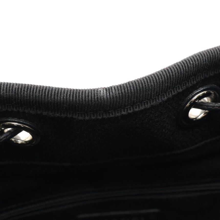 CHANEL 香奈兒 黑色 帆布 鉚釘 Deauville Drawstring 水桶包 肩背包 無卡 【二手名牌BRAND OFF】-11