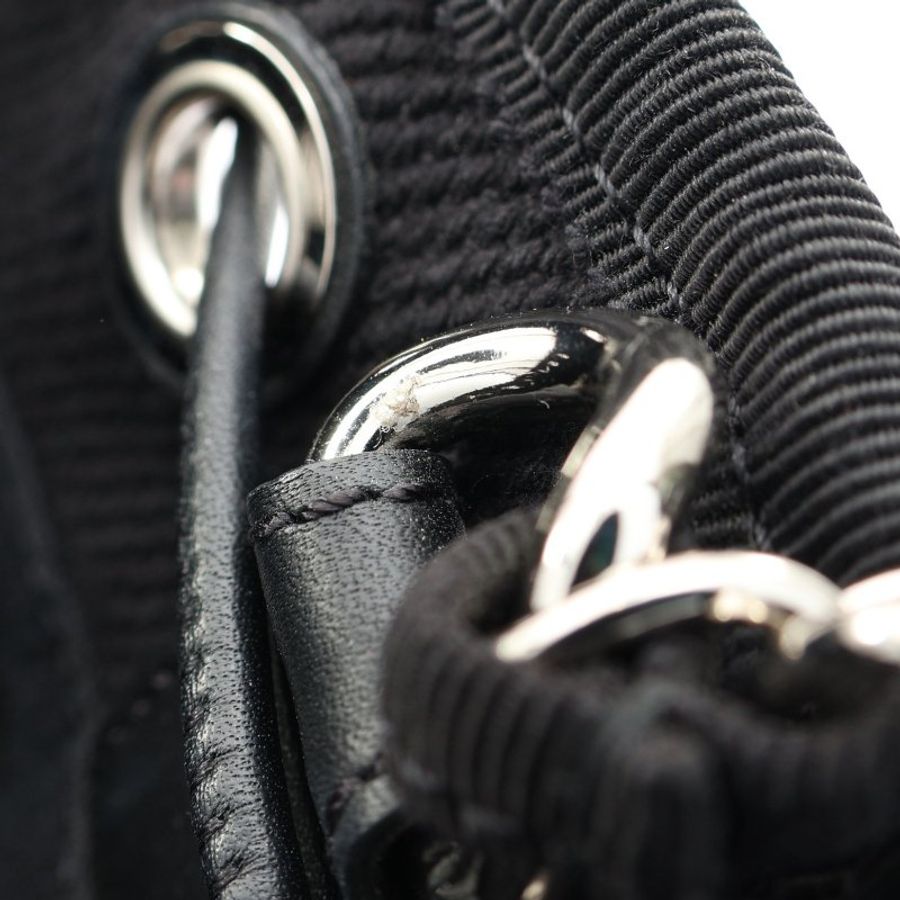 CHANEL 香奈兒 黑色 帆布 鉚釘 Deauville Drawstring 水桶包 肩背包 無卡 【二手名牌BRAND OFF】-12