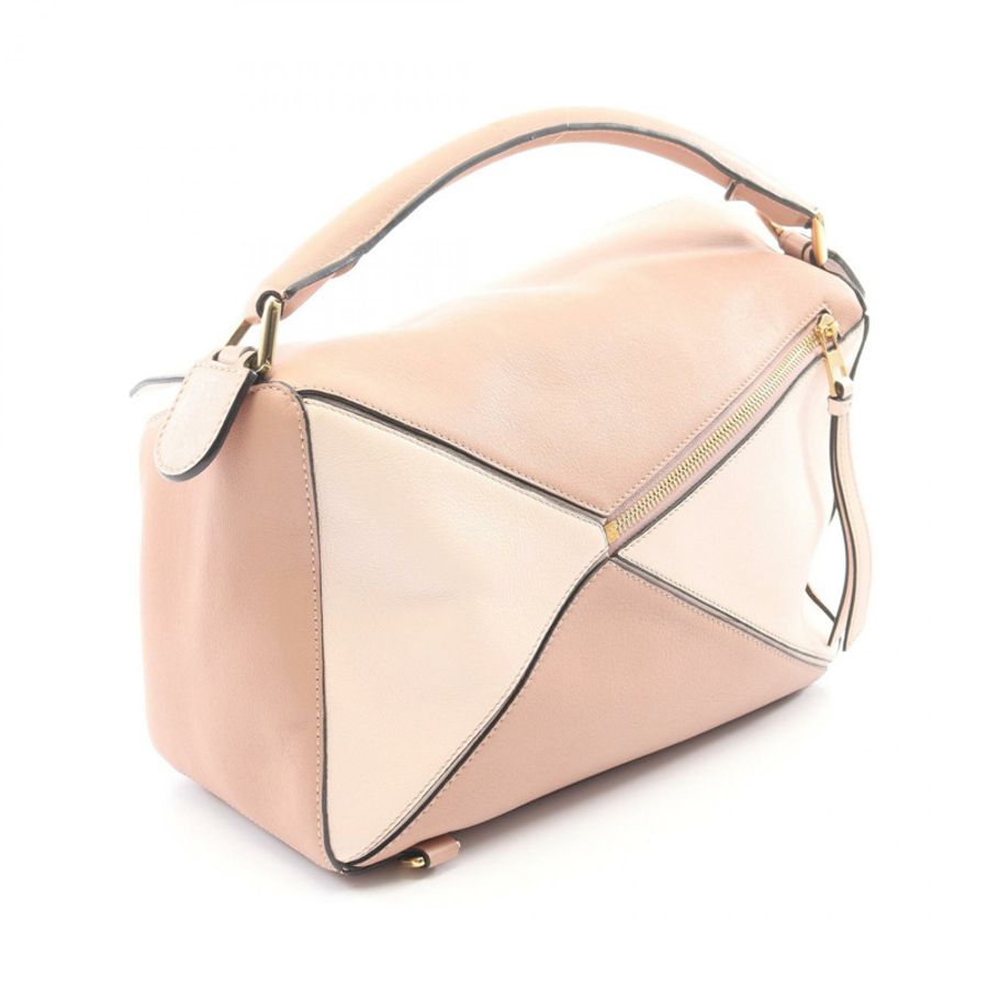 LOEWE Puzzle 中型單肩斜背包,粉紅色皮革,二手女款-1