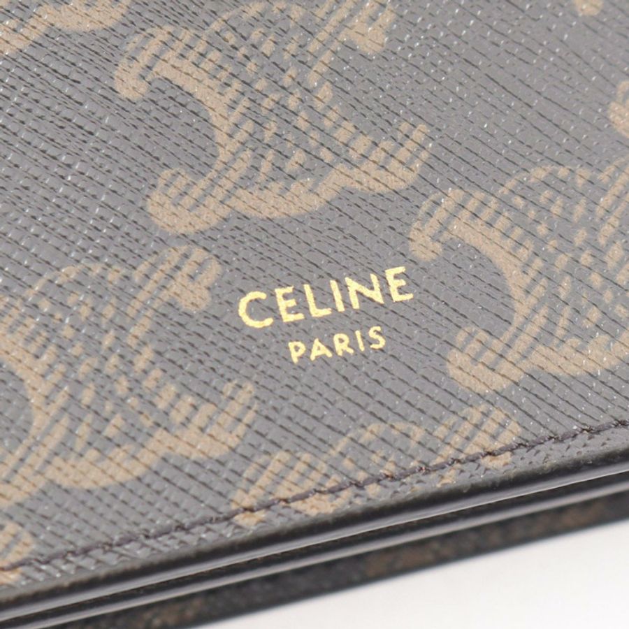 CELINE Triomphe 肩斜背包,PVC塗層帆布皮革,黑色,二手-4
