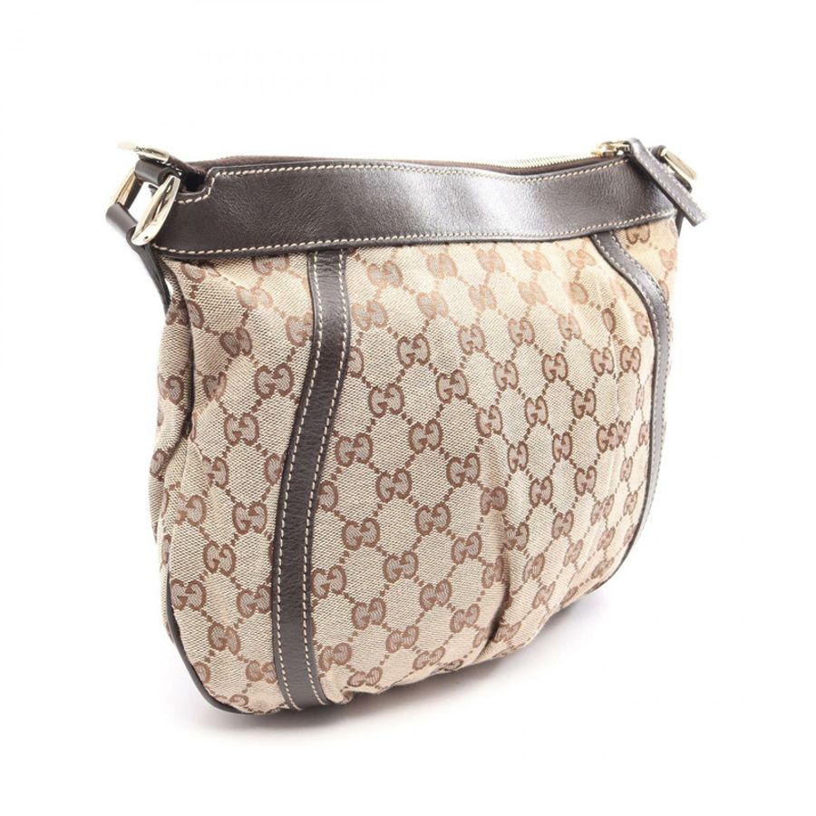 GUCCI Abbey GG帆布單肩斜背包 203257 帆布皮革 米色 二手-1