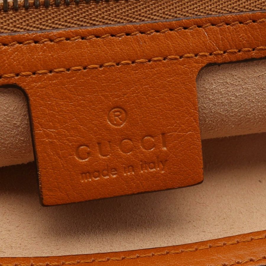 GUCCI REBELLE 中型托特手提包 516459 皮革 棕色 二手 女士 GG-3