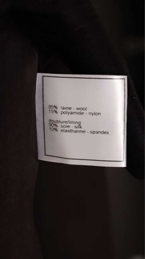 Chanel 00年深蓝色毛呢皮领拼接两口袋上衣外套半裙套装-39