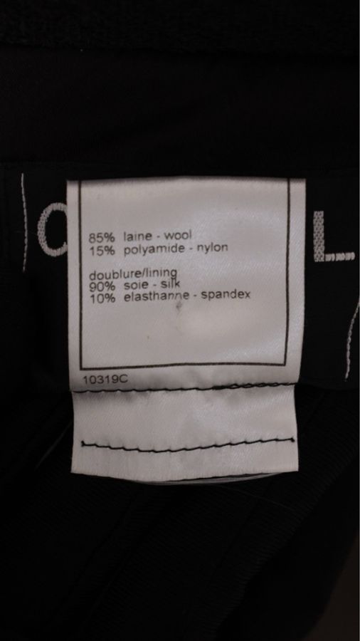Chanel 00年深蓝色毛呢皮领拼接两口袋上衣外套半裙套装-41