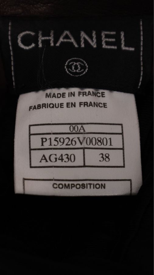 Chanel 00年深蓝色毛呢皮领拼接两口袋上衣外套半裙套装-42