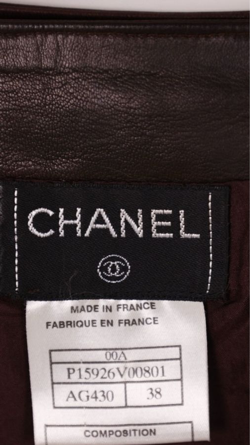 Chanel 00年深蓝色毛呢皮领拼接两口袋上衣外套半裙套装-49