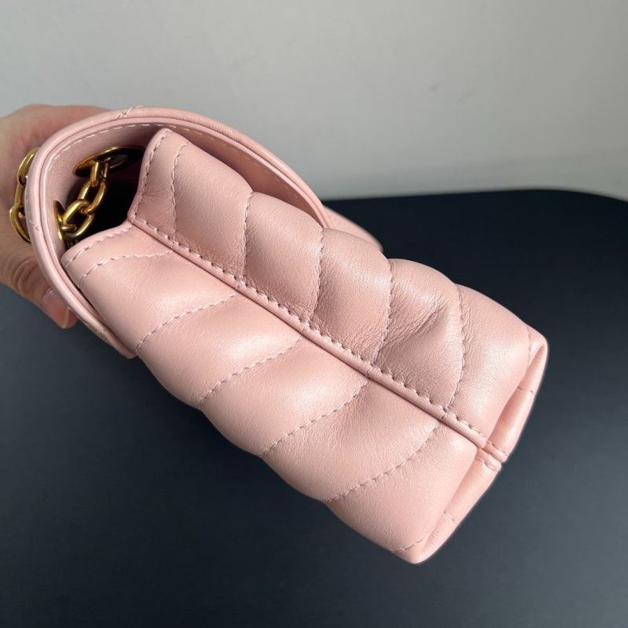 芯片款 路易威登/Louis Vuitton New Wave 粉金鏈條肩背包-2
