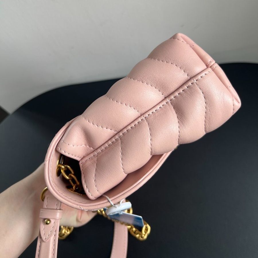 芯片款 路易威登/Louis Vuitton New Wave 粉金鏈條肩背包-3