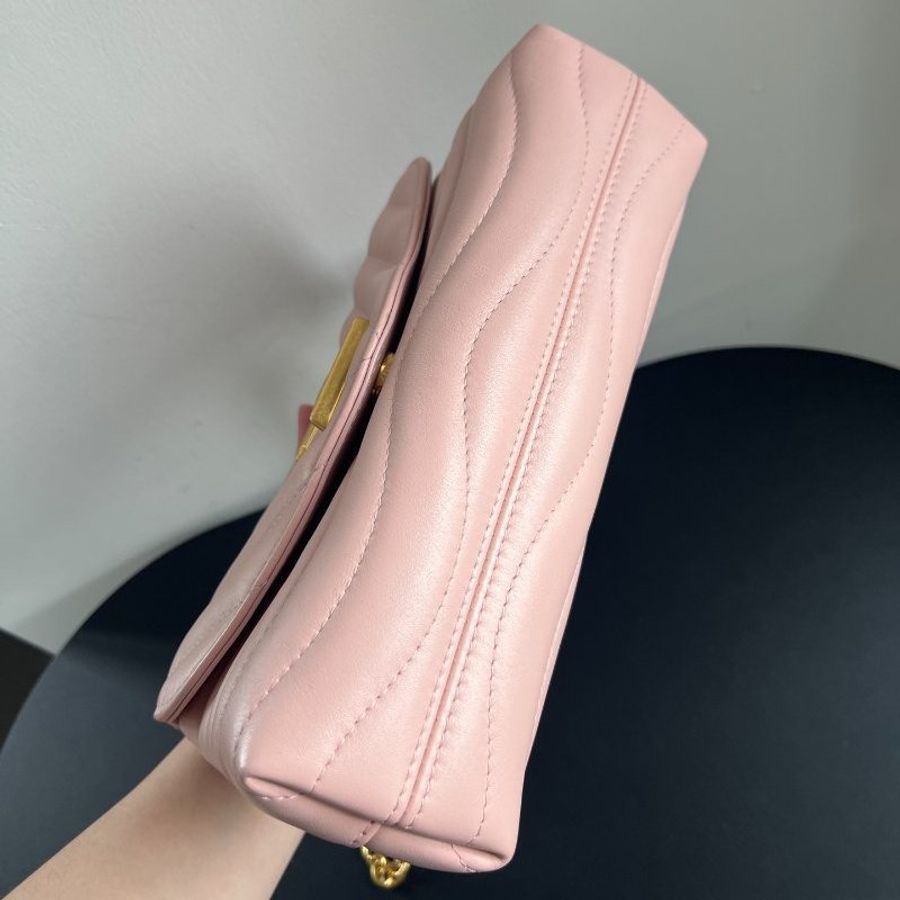 芯片款 路易威登/Louis Vuitton New Wave 粉金鏈條肩背包-4