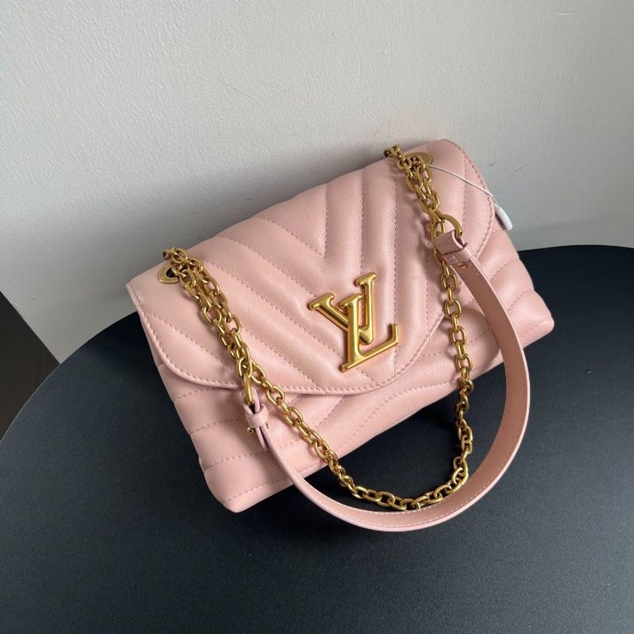 芯片款 路易威登/Louis Vuitton New Wave 粉金鏈條肩背包-5