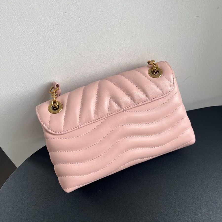 芯片款 路易威登/Louis Vuitton New Wave 粉金鏈條肩背包-6