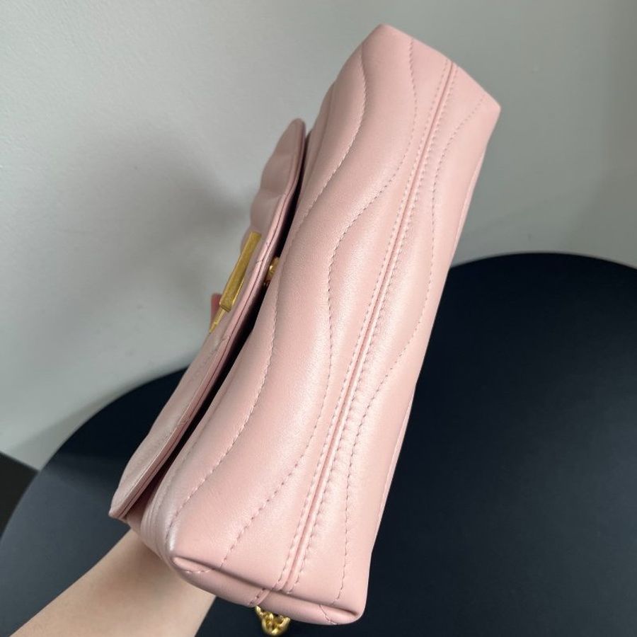 芯片款 路易威登/Louis Vuitton New Wave 粉金鏈條肩背包-7
