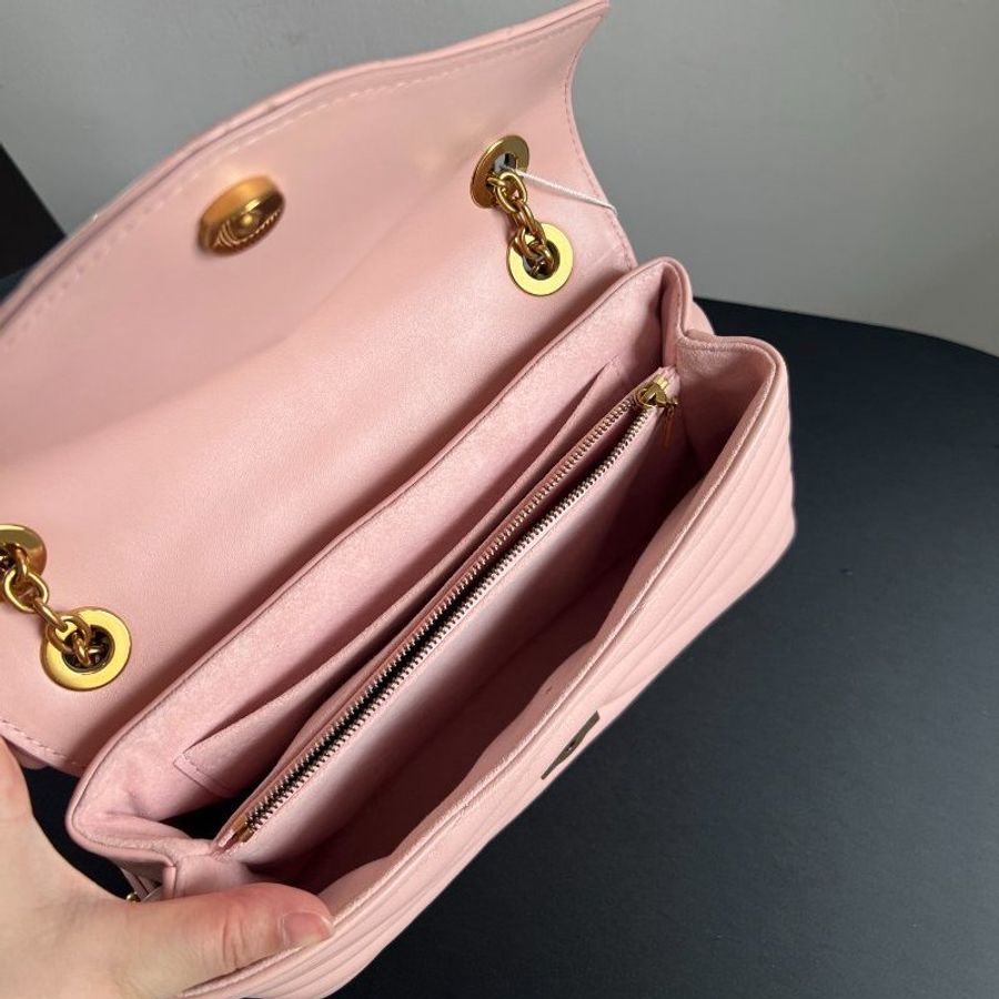 芯片款 路易威登/Louis Vuitton New Wave 粉金鏈條肩背包-8
