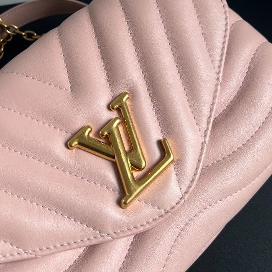 芯片款 路易威登/Louis Vuitton New Wave 粉金鏈條肩背包-9