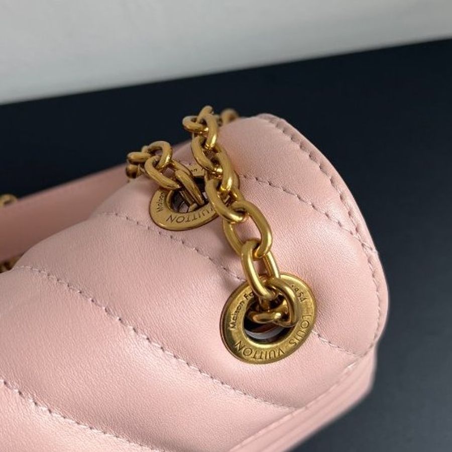 芯片款 路易威登/Louis Vuitton New Wave 粉金鏈條肩背包-10