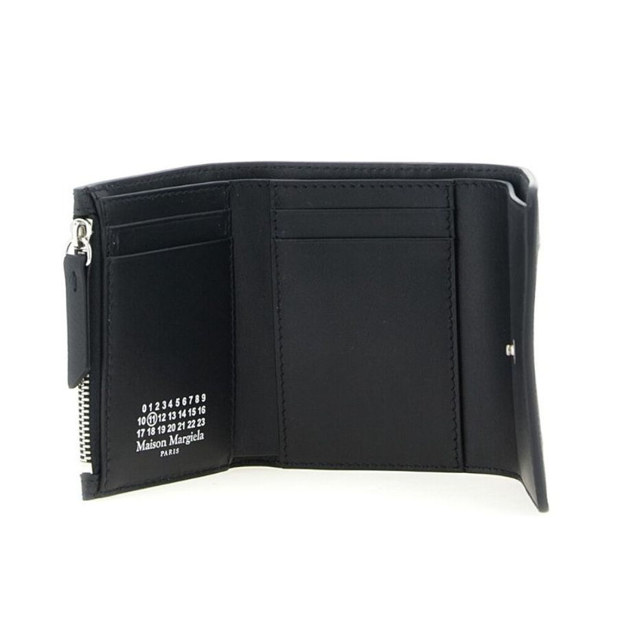 【Maison Margiela】四針 荔枝小牛皮 三折 拉鍊零錢袋 短夾 皮夾 卡夾 黑色 SA3UI0010P4745T8013-1