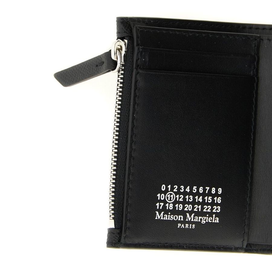 【Maison Margiela】四針 荔枝小牛皮 三折 拉鍊零錢袋 短夾 皮夾 卡夾 黑色 SA3UI0010P4745T8013-2