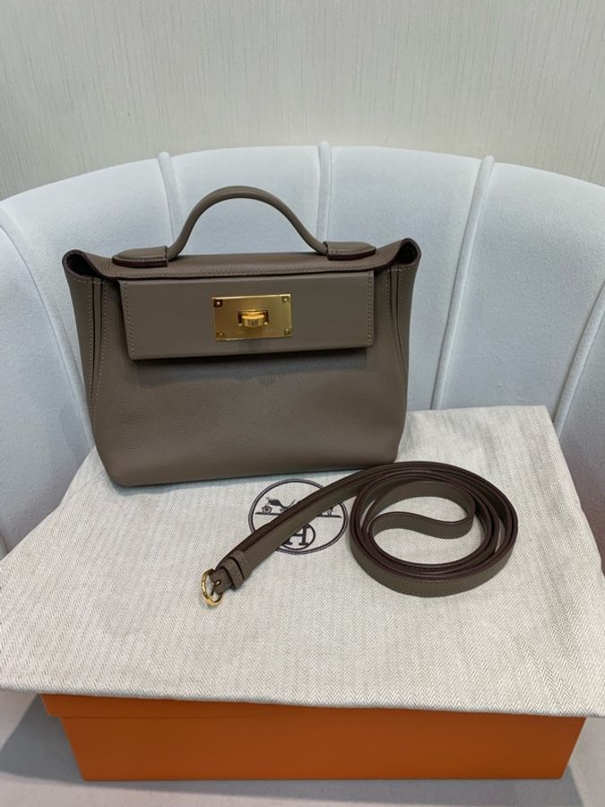 Hermes 愛馬士 大象灰 +金扣 mini 迷你 2424 U stamp-0