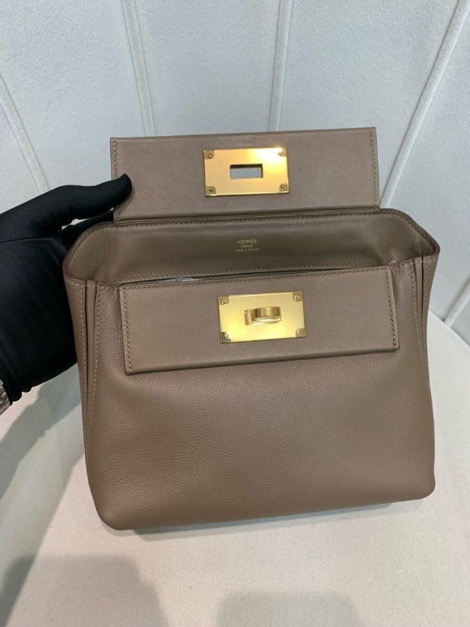 Hermes 愛馬士 大象灰 +金扣 mini 迷你 2424 U stamp-41