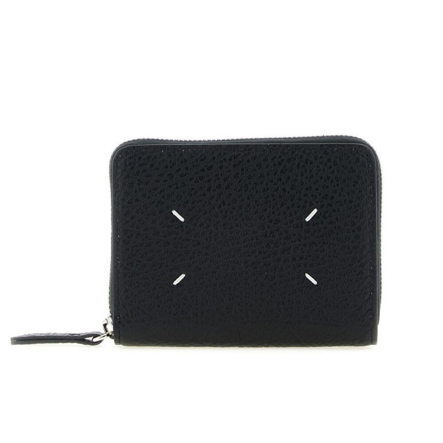 【Maison Margiela】Zip Small 四針 拉鍊 壓花小牛皮 卡夾 皮夾 短夾 零錢包 黑色 SA1UI0047P4455T8013-0