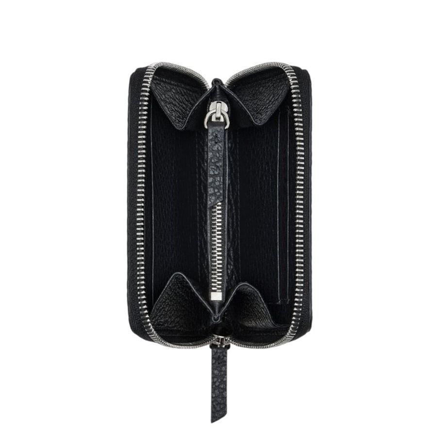 【Maison Margiela】Zip Small 四針 拉鍊 壓花小牛皮 卡夾 皮夾 短夾 零錢包 黑色 SA1UI0047P4455T8013-1