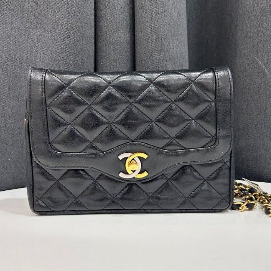 香奈兒/Chanel 黑金菱格迷你 鏈條肩背包-5