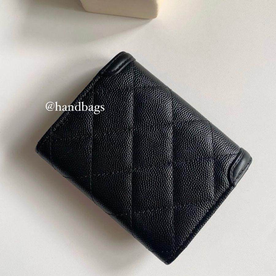 CHANEL Filigree Vanity 黑色 荔枝牛皮 雙層 卡包 零錢包 A81460 現貨LW-2