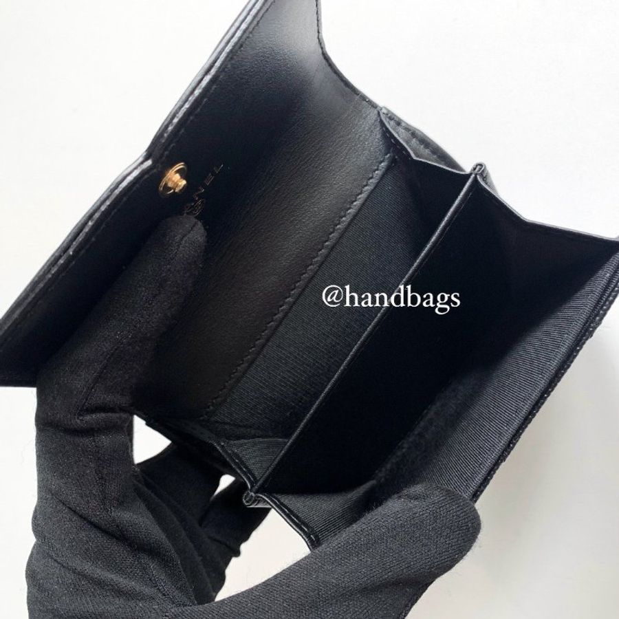 CHANEL Filigree Vanity 黑色 荔枝牛皮 雙層 卡包 零錢包 A81460 現貨LW-5