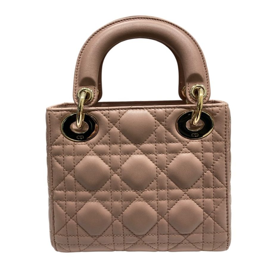 DIOR 迪奧 MINI LADY DIOR 煙粉色 皮革 淡金釦-1