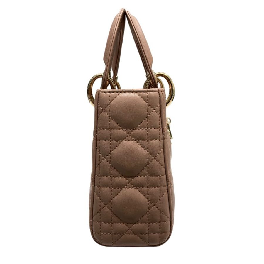 DIOR 迪奧 MINI LADY DIOR 煙粉色 皮革 淡金釦-2