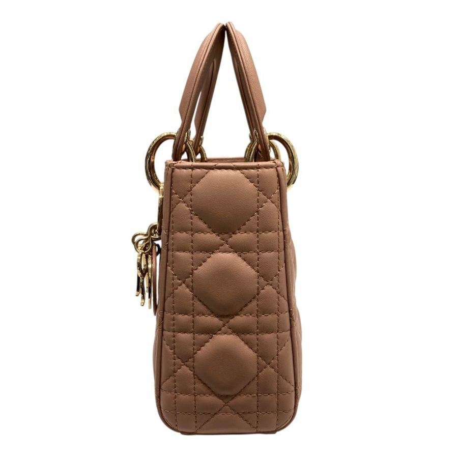 DIOR 迪奧 MINI LADY DIOR 煙粉色 皮革 淡金釦-3