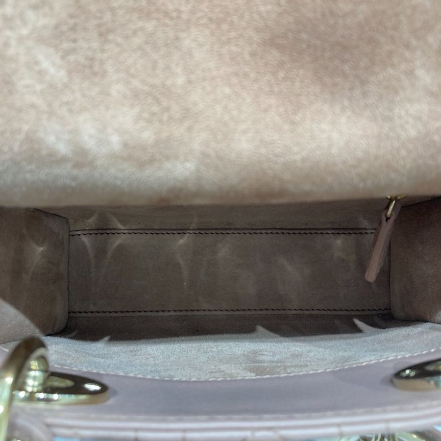 DIOR 迪奧 MINI LADY DIOR 煙粉色 皮革 淡金釦-6