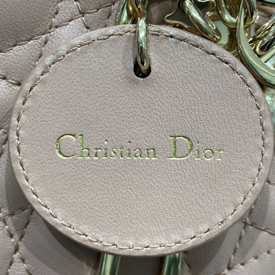 DIOR 迪奧 MINI LADY DIOR 煙粉色 皮革 淡金釦-8