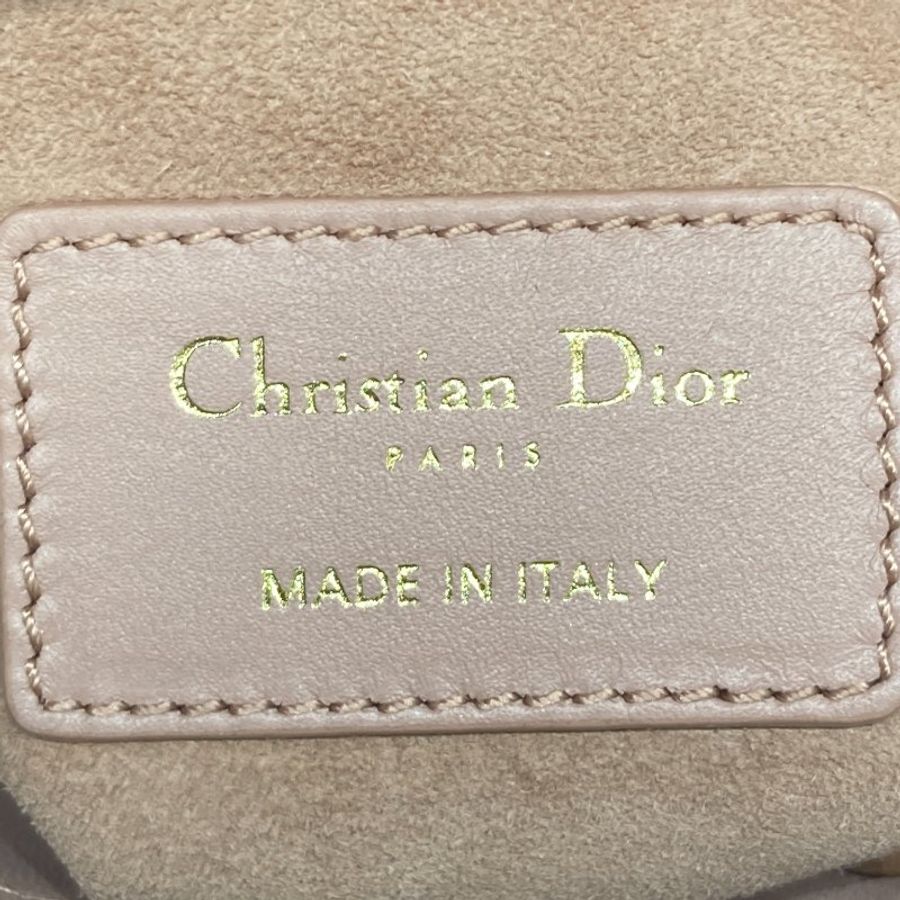 DIOR 迪奧 MINI LADY DIOR 煙粉色 皮革 淡金釦-9
